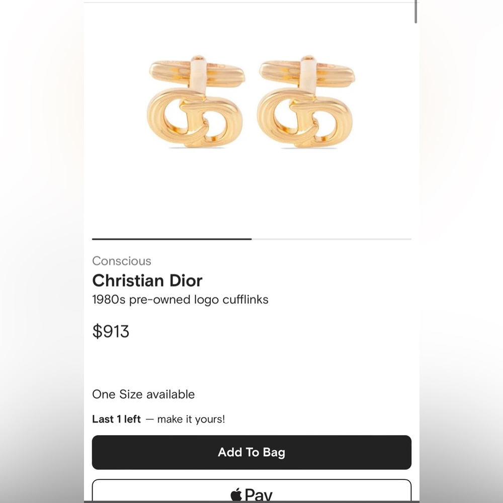 Christian Dior Logo Gold Cufflinks